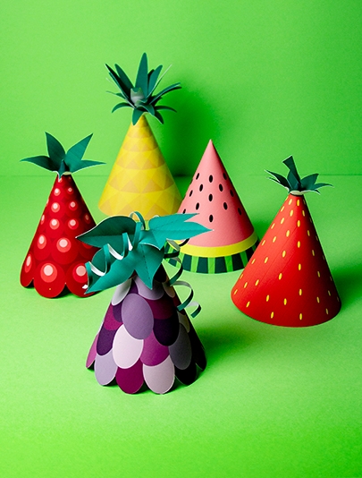 Fruity Party Hats - Create party hats with fruits motifs