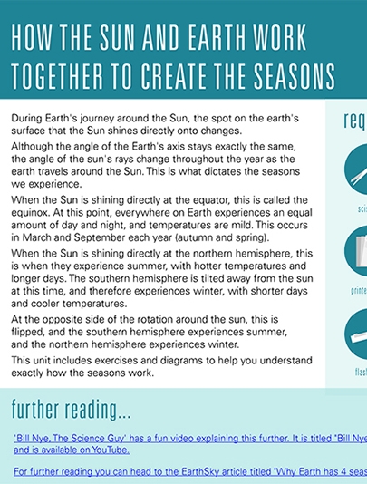 Creating the Seasons - Ages 9-12 - Learn how seasons are made with this cosmic lesson