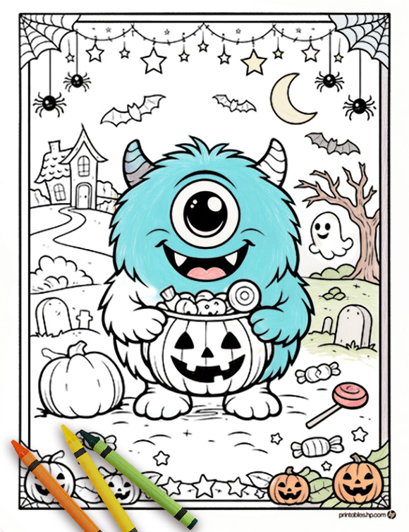 HP Coloring Halloween Cute Monster