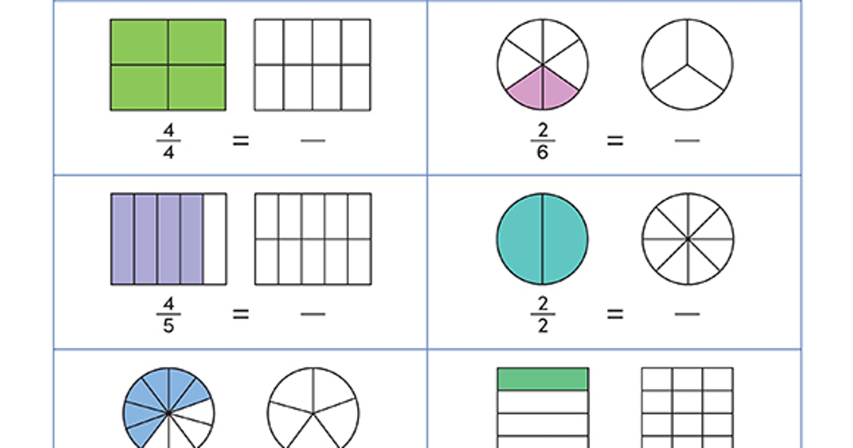 printables equivalent fractions with visual models hp official site