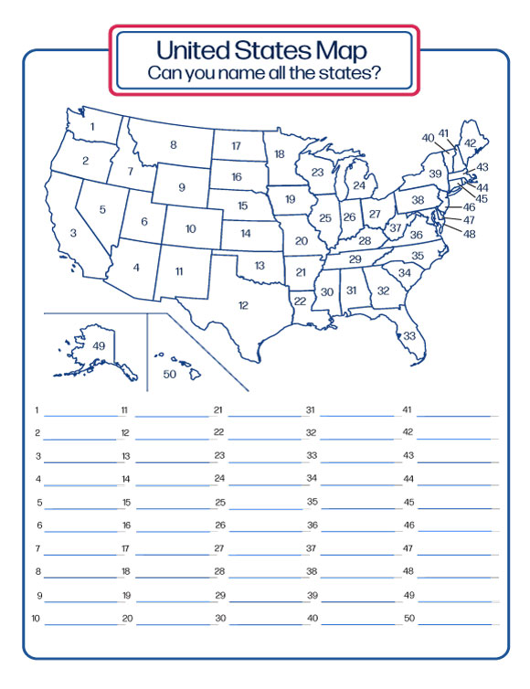 United States Map Worksheets - Allina Madeline