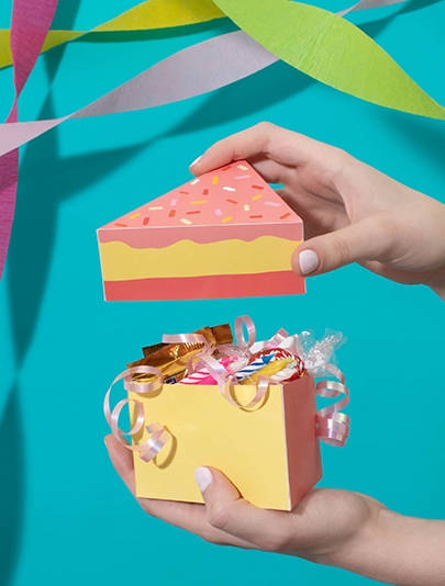 Birthday Cake Box Craft - Create a colorful box in the shape of a cake