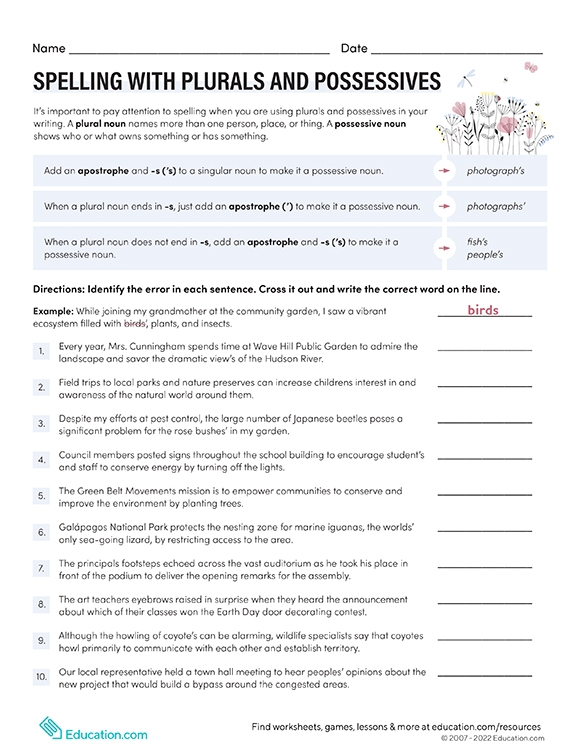 Printables Spelling With Plurals and Possessives HP® Official Site