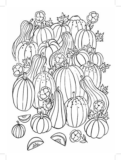 Festive Feast of Coloring Gourds - Printable gourds coloring pages