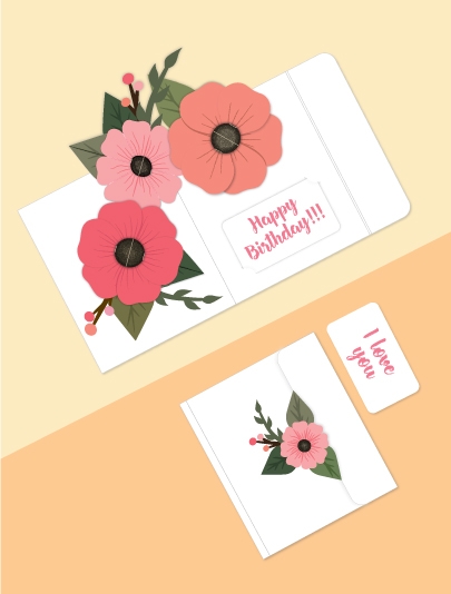 Flowers Pop-up Card - This is a birthday pop-up card with flowers