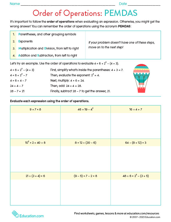 Printables - Order Of Operations: PEMDAS | HP® United Kingdom