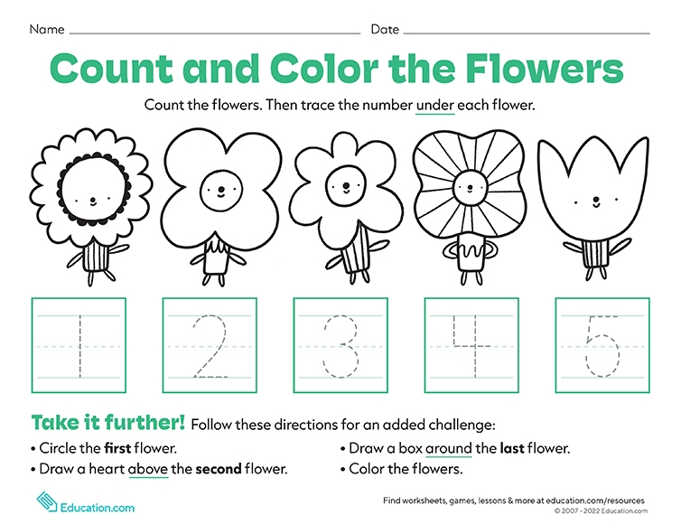 printables count and color the flowers hp official site