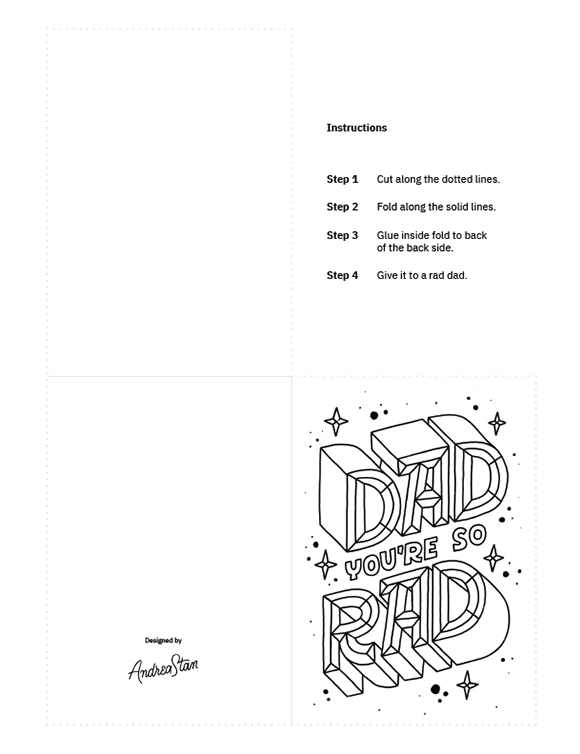 Printables - Dad You're So Rad Coloring Card | HP® Official Site