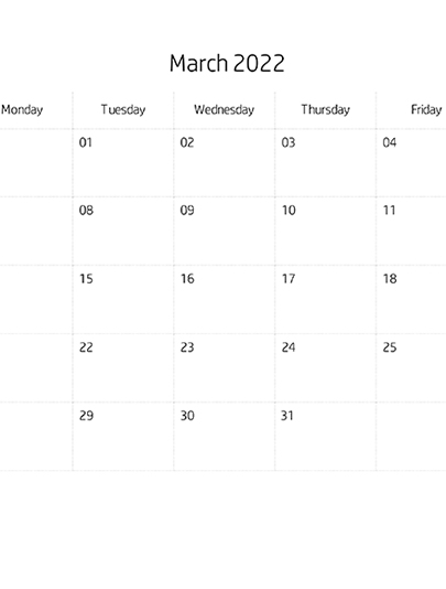 Printables - Blank Calendar March, 2022 | Hp® Official Site