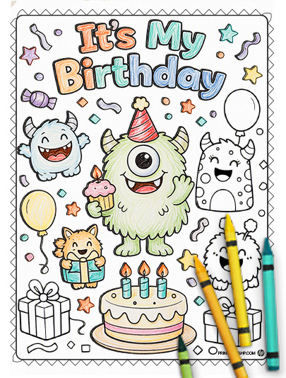 HP Coloring Birthday Monsters