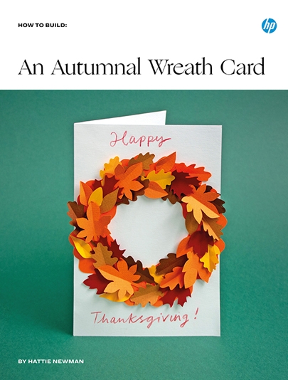 An Autumnal Wreath - The image shows a wreath on a thanksgiving card 