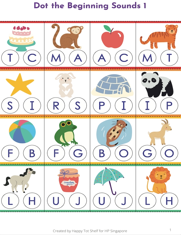 Printables - Dot the Beginning Sounds | HP® Official Site Printables - Dot the Beginning Sounds | HP® Official Site