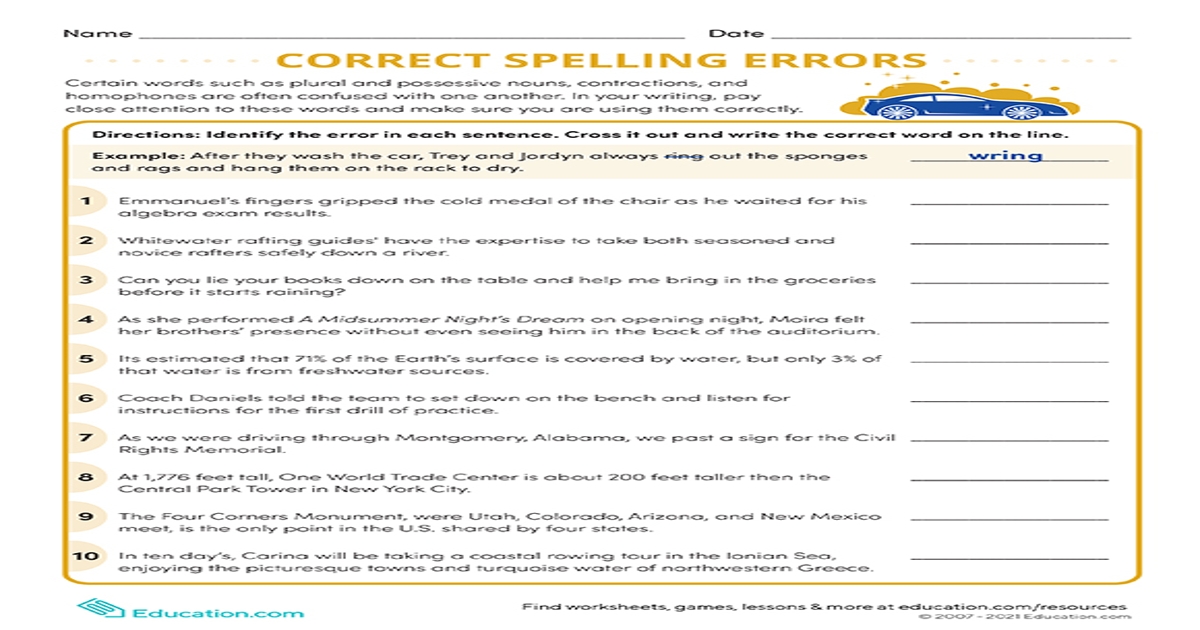Printables - Correct Spelling Errors | HP® Official Site