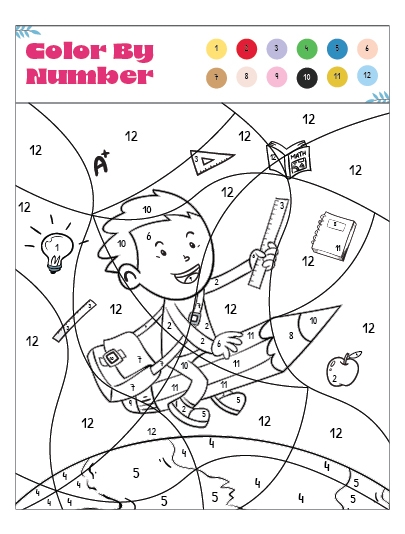 Bolinho fofo de cor por números. jogo educativo para crianças. página para  colorir.