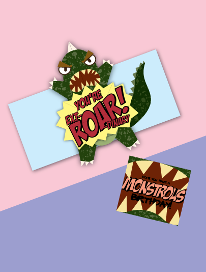 Monstrous Birthday Pop-up Card - This is a birthday pop-up card with a monster