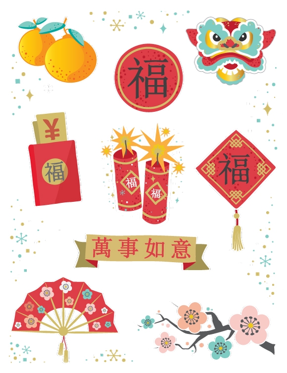 chinese new year sticker printables