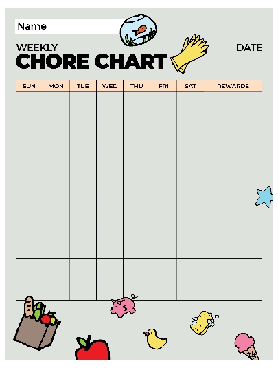 Chores Chart 3 - The image shows boxes for parents to put the chore ...