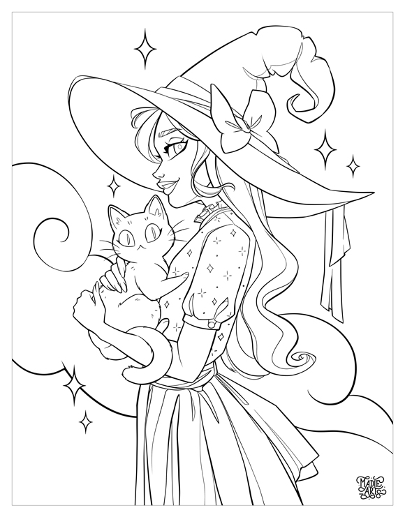 halloween witches coloring pages