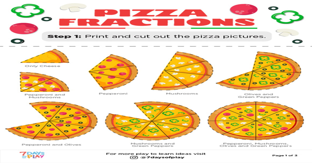 Printable Fraction Pizza Printable Fraction Pizza
