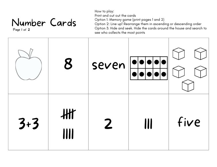 printables number cards hp official site