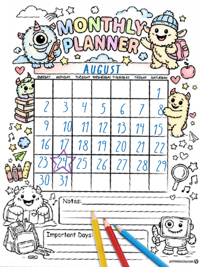 HP BTS Coloring Monsters CalendarPlanner_EN