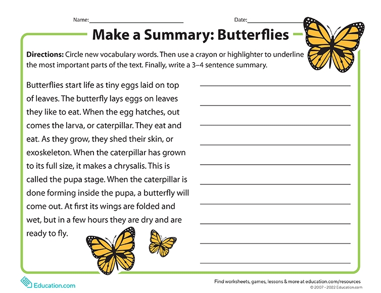 Printables Make a Summary Butterflies HP® Official Site