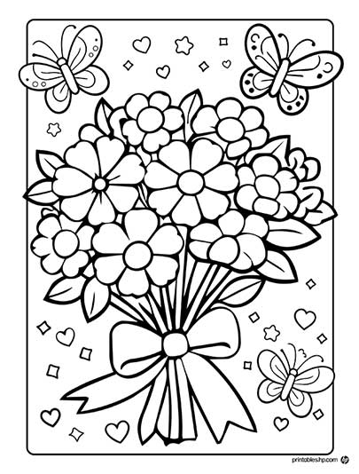 Flores y mariposas para colorear HP