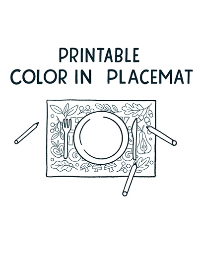 Thanksgiving Placemat - The image shows a Happy Thanksgiving placemat coloring page.