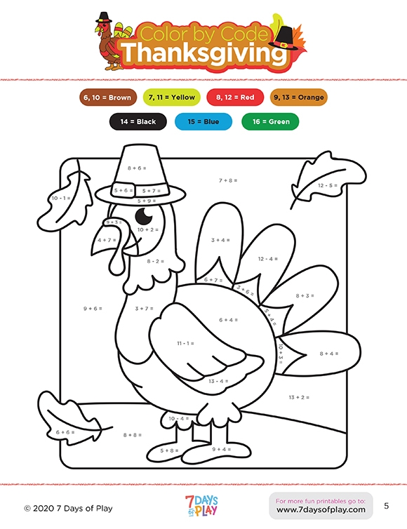Printables Turkey Math Ages 4 8 HP Official Site
