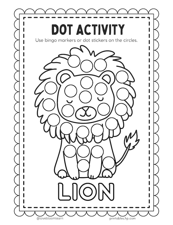 ドット・ザ・ライオン | Printables - 無料の塗り絵と学習ドリル | HP