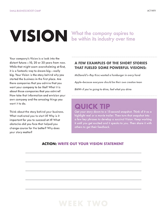 Printables - Business Vision Statement Activity | HP® Official Site
