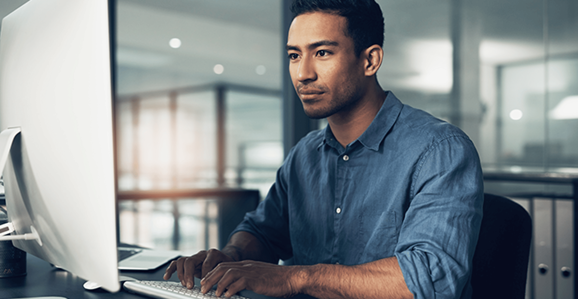 Man working at a laptop