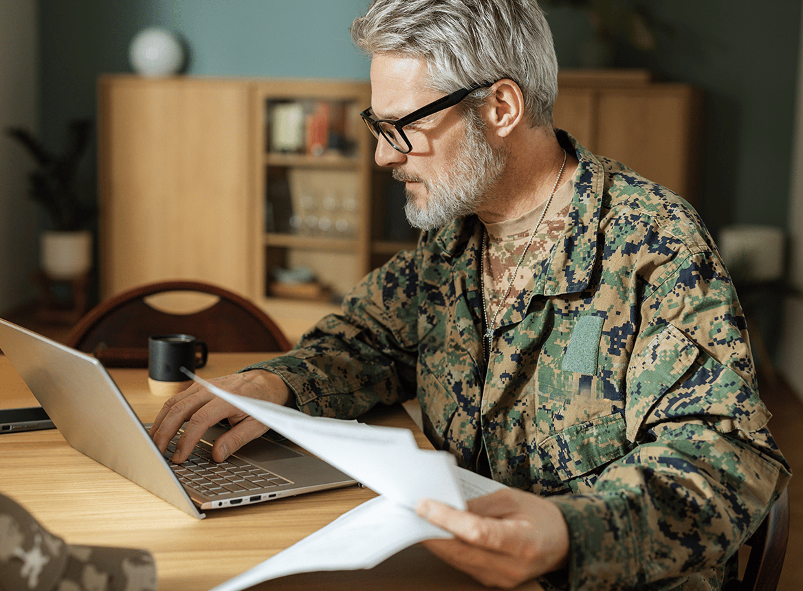 Army Veteran Studying at Home