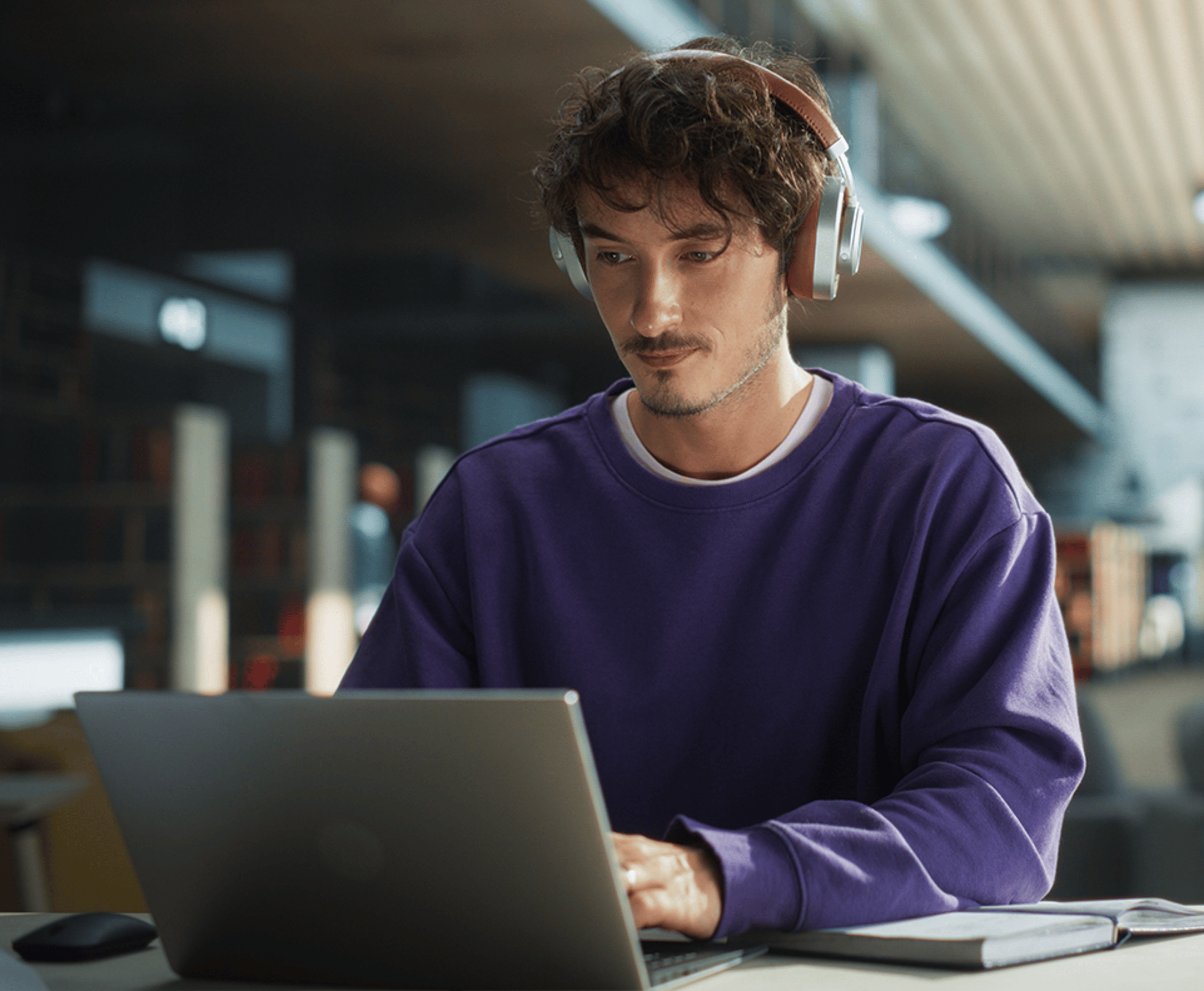 Man studying on a laptop