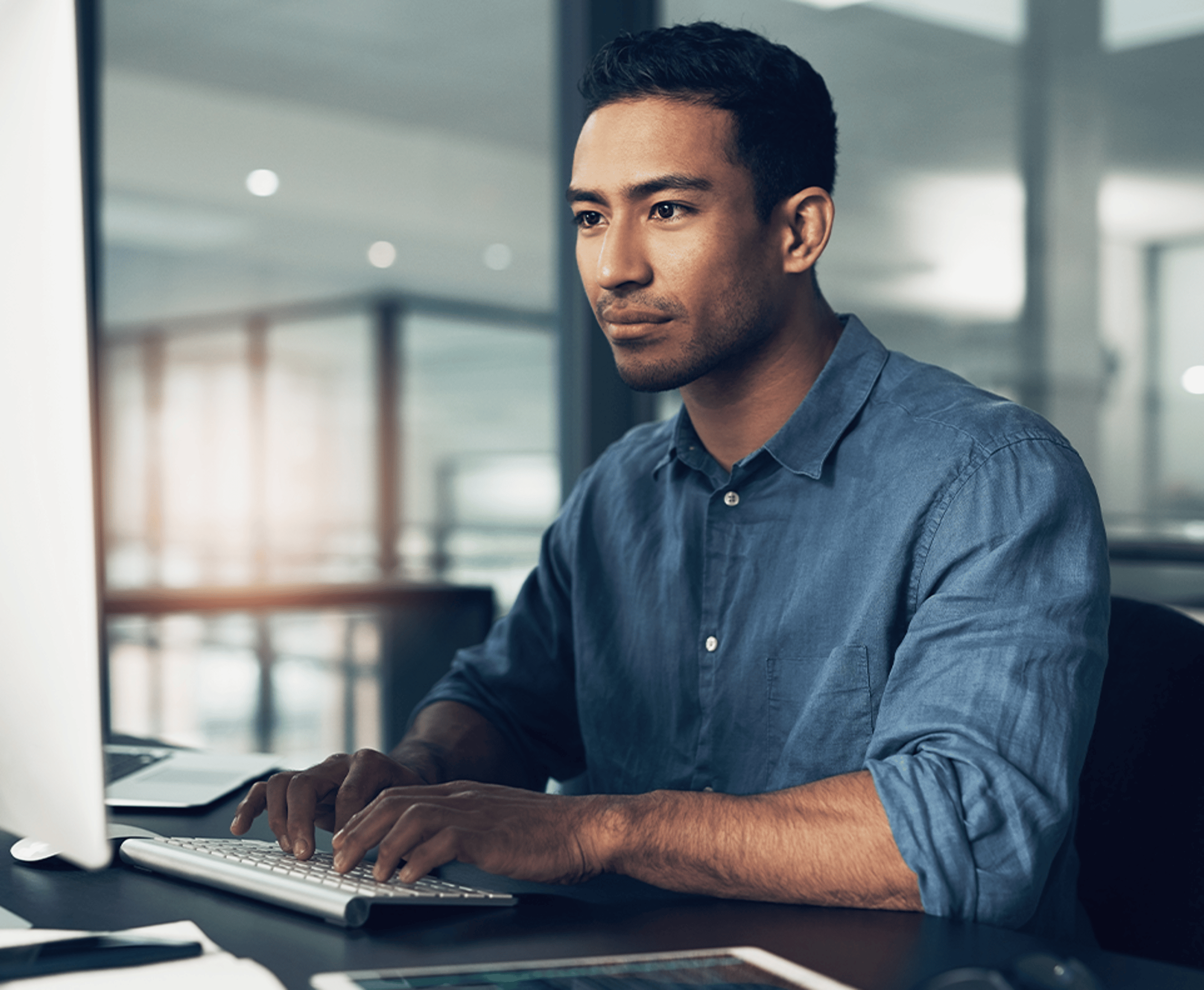 Man working on a computer