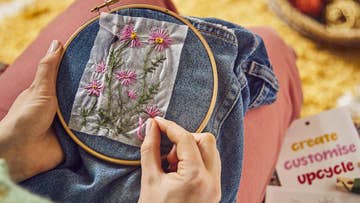 Upcycle With Hand Embroidery Floral Daisy Kit