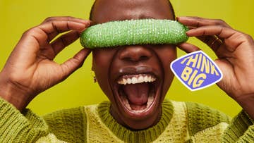 woman with graphic saying think big