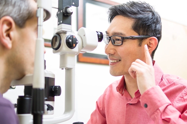 Man receiving an eye exam