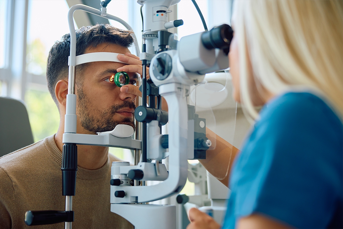 Man receiving an eye exam