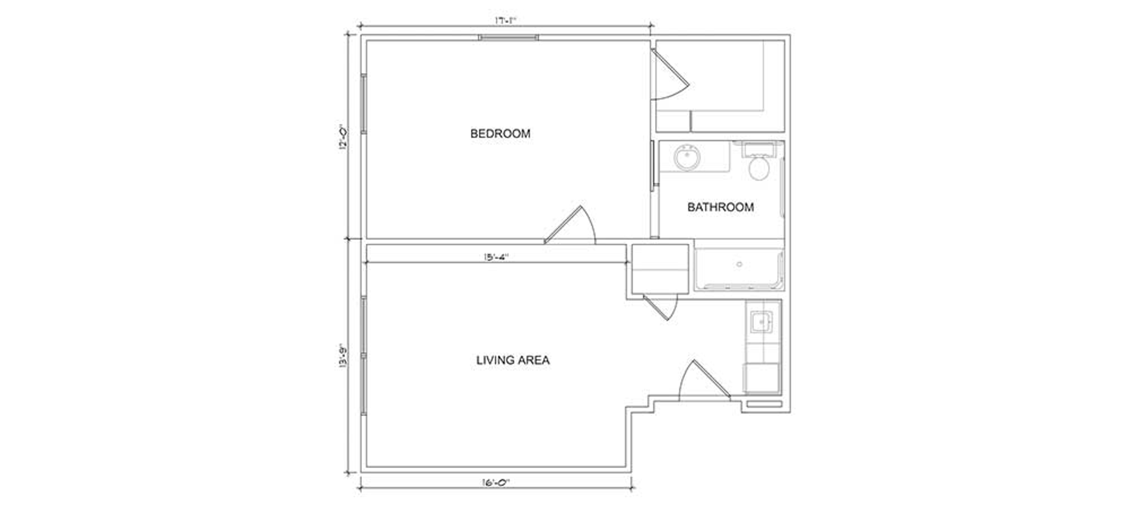 Floorplan - Walnut Creek -1 bed, 1 bath, Standard Assisted Living