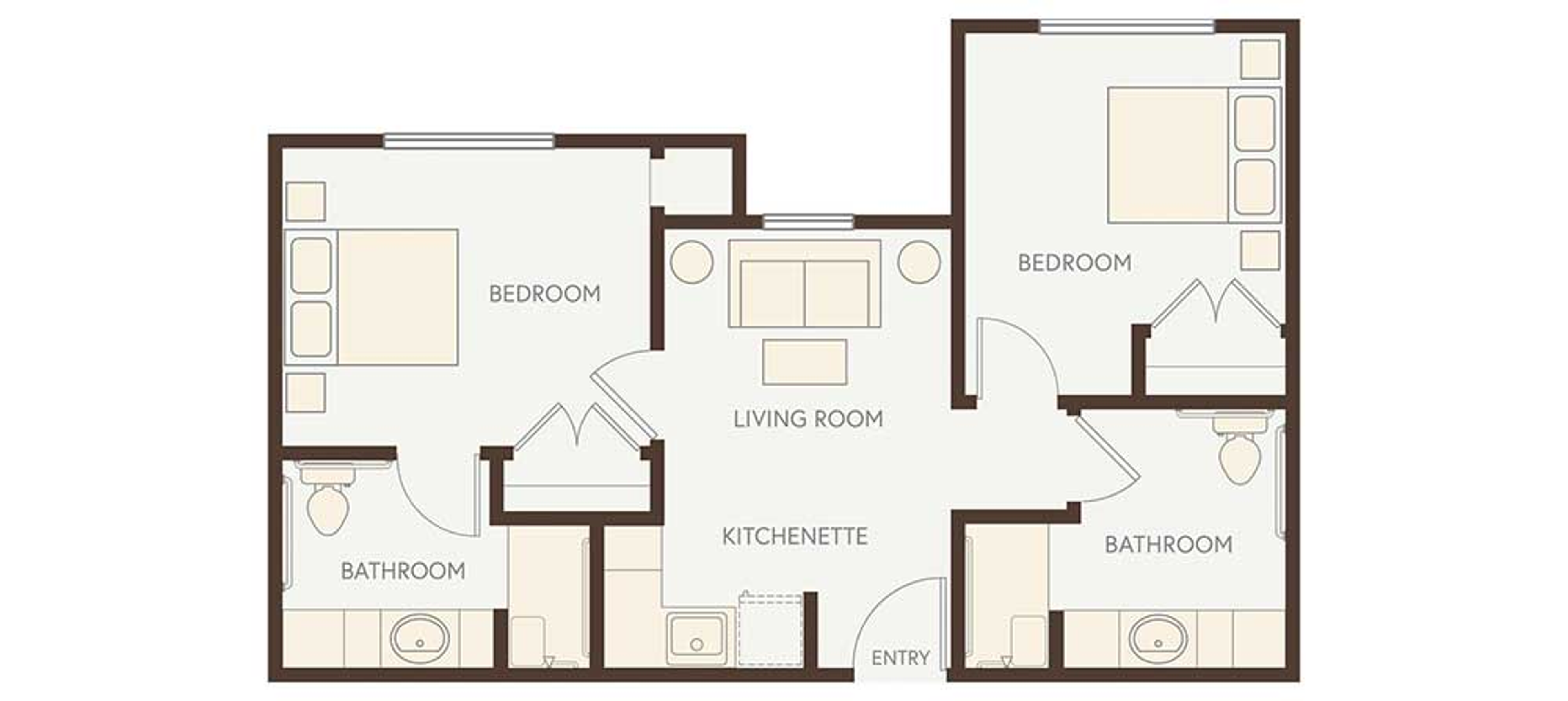 Floorplan - Heartis San Antonio - 2 bed, 2 bath, 685 sq. ft. Assisted Living