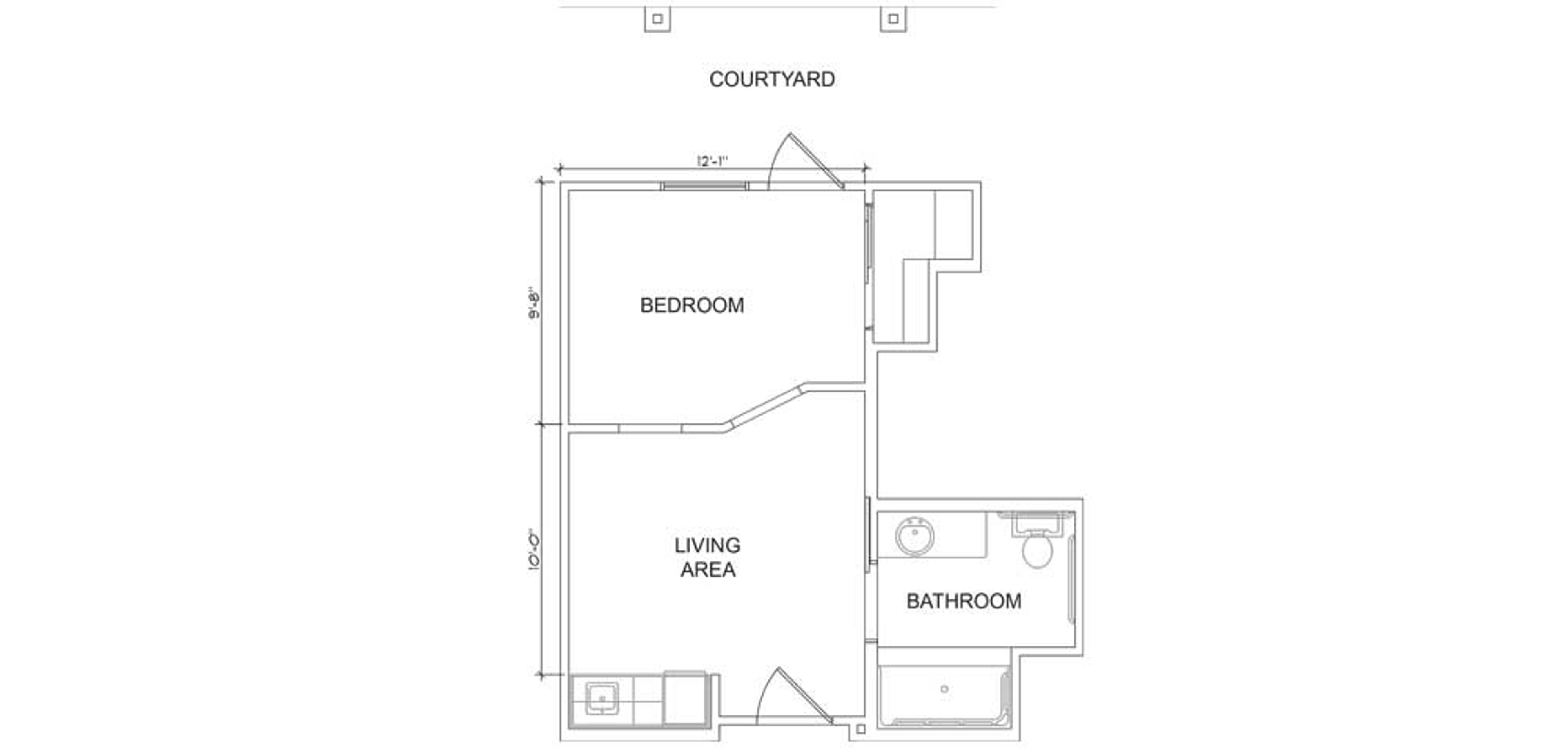 Floorplan - Buffalo Creek - 1B 1B Courtyard Assisted Living