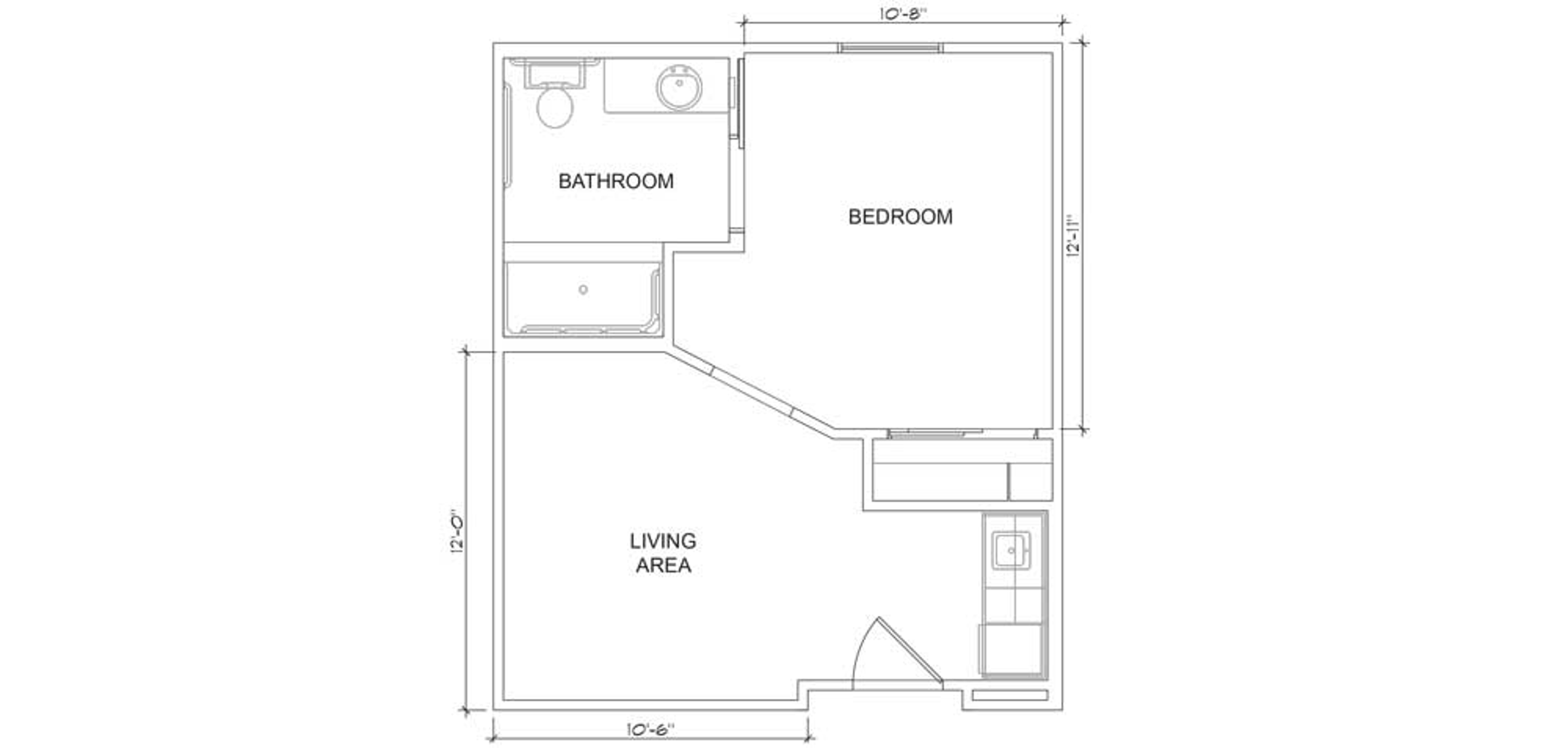 Floorplan - Buffalo Creek - 1B 1B Deluxe Assisted Living