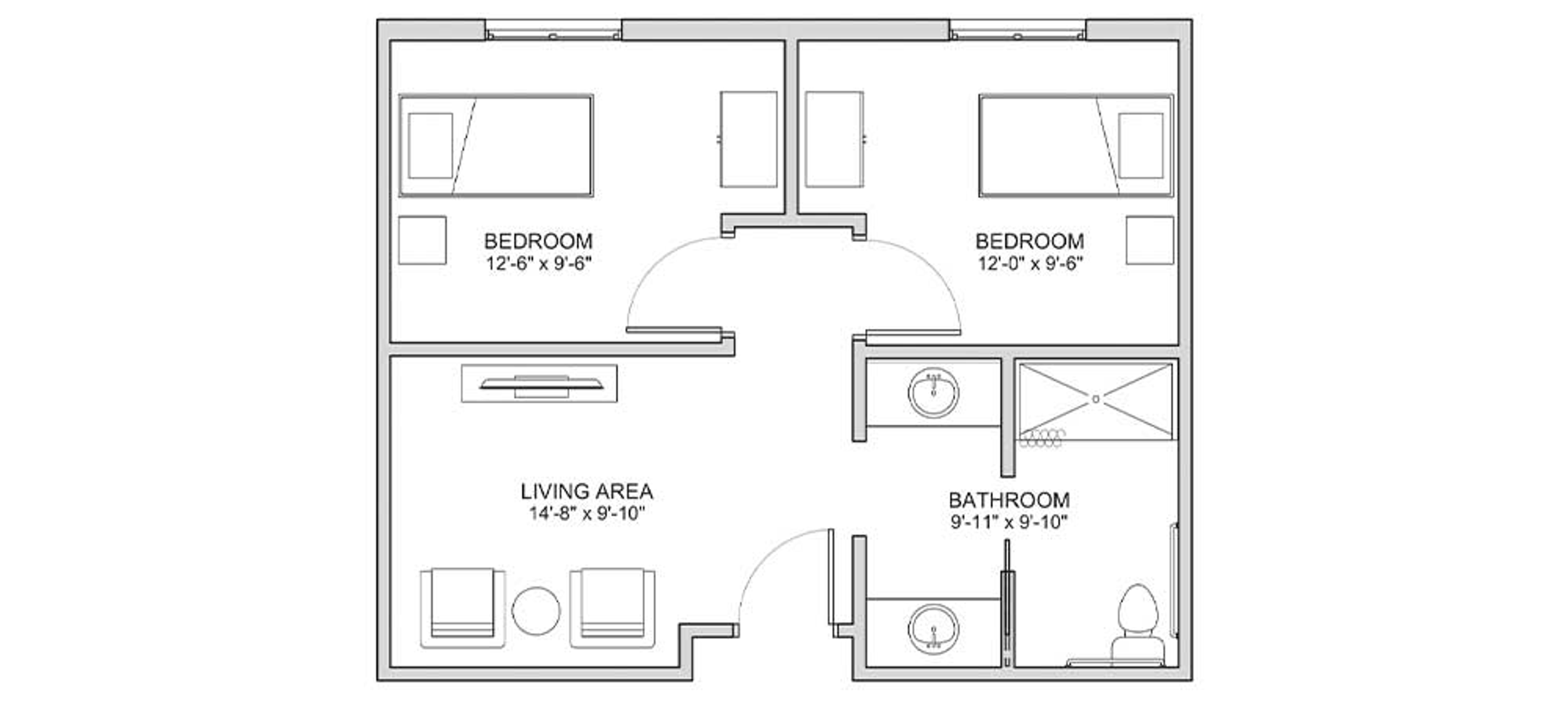 Floorplan - The Auberge at Vintage Lake - 2 bed, 1 bath, Semi-private Memory Care