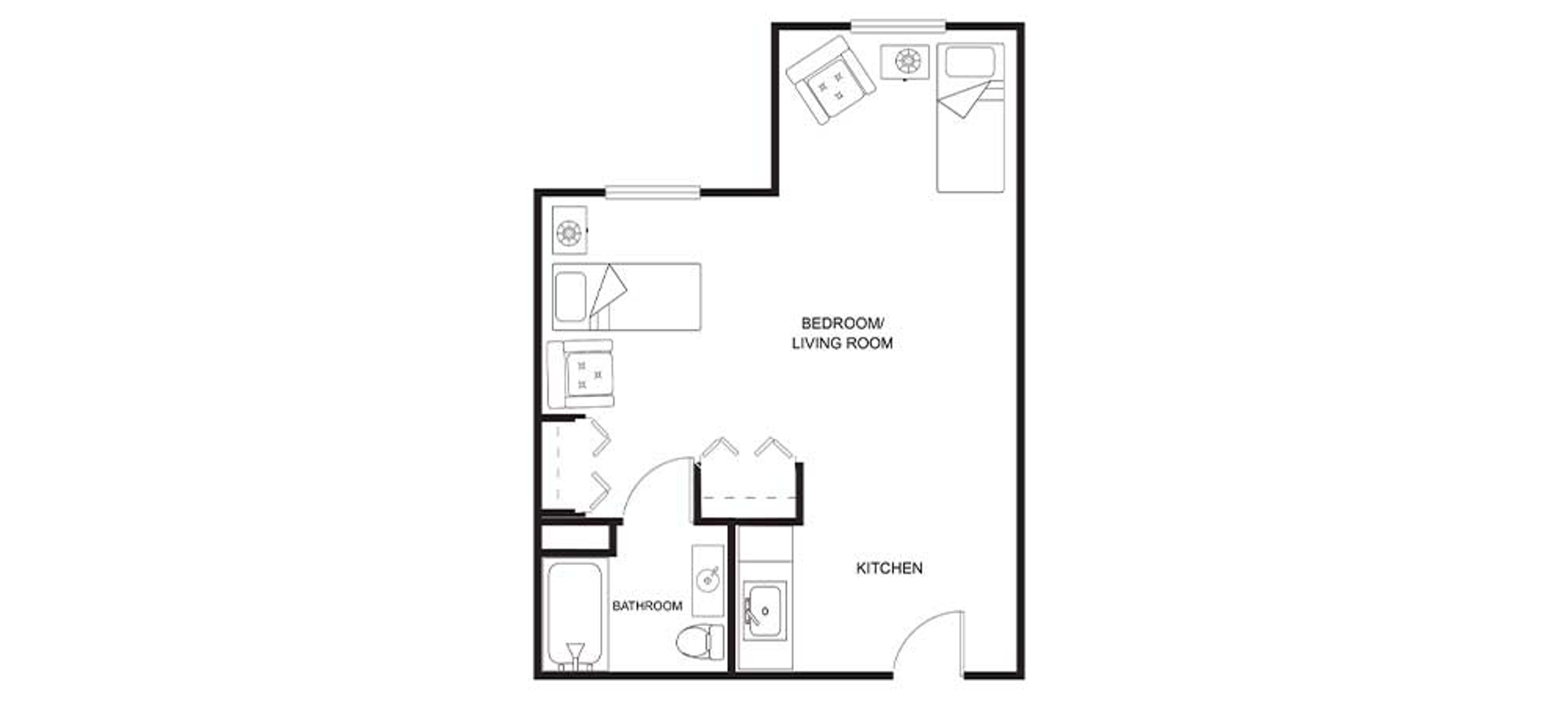 Floorplan - Bay Side Terrace - Studio companion deluxe Memory Care