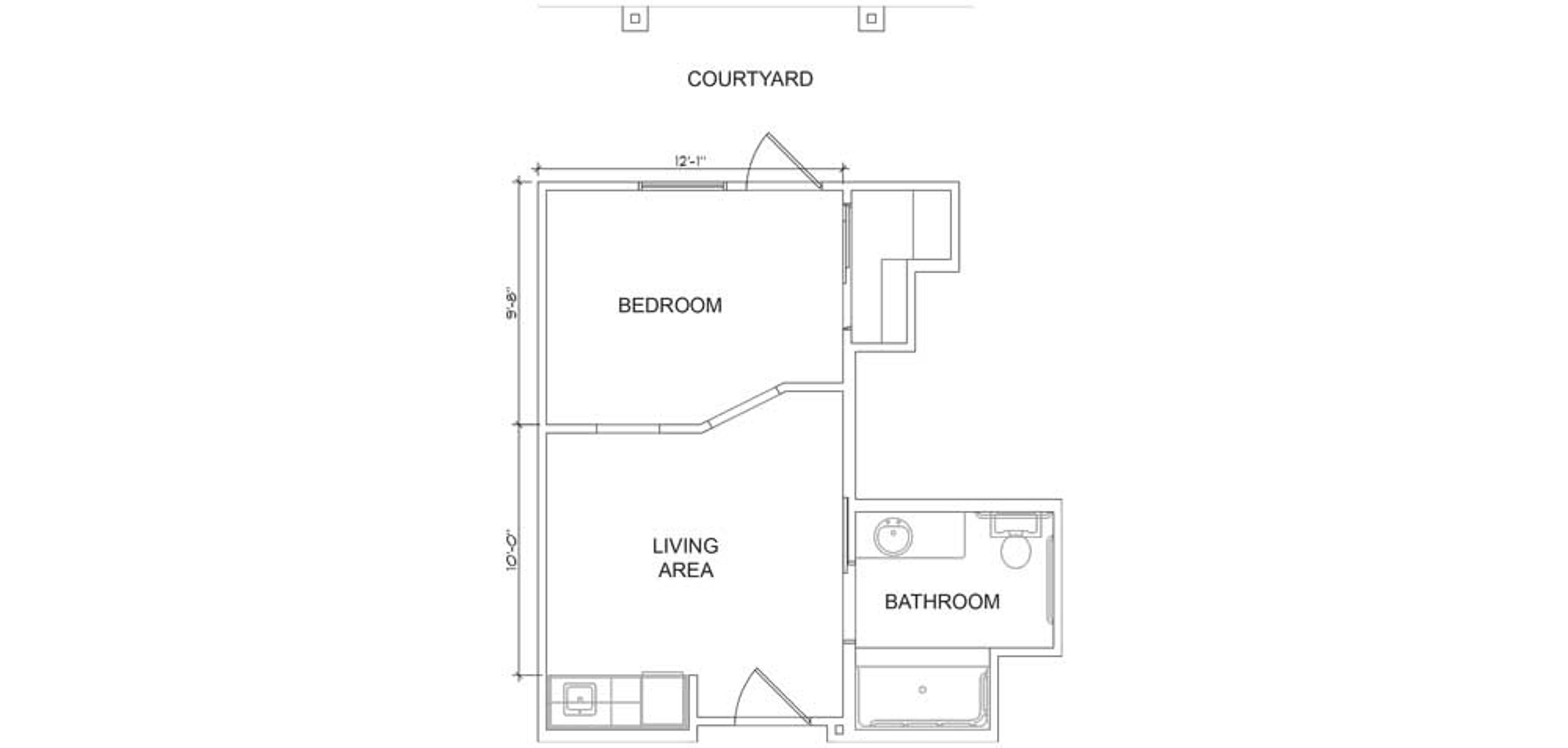 Floorplan - Heritage Oaks - 1B 1B Courtyard Assisted Living