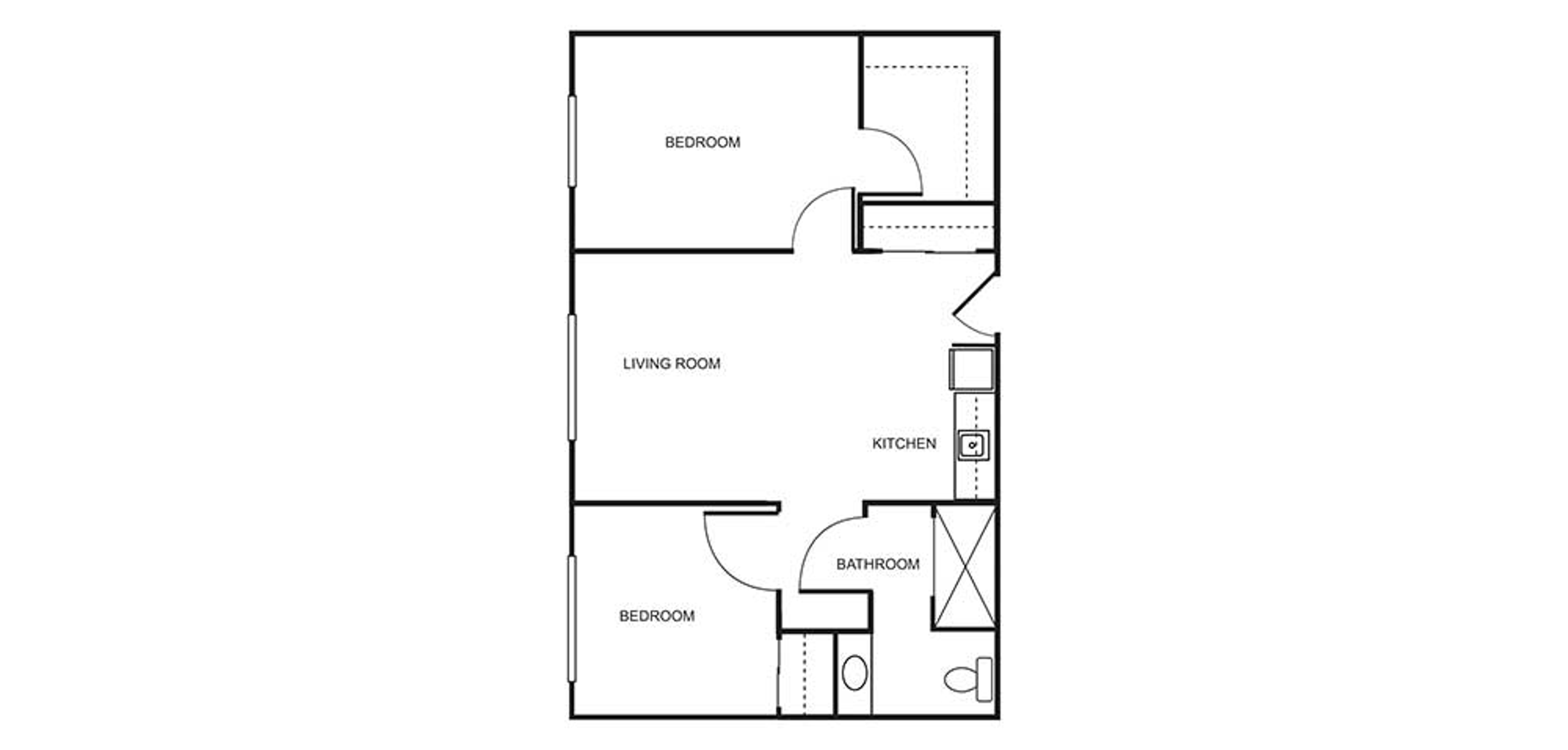 Floorplan - The Auberge at Missoula Valley - 2 bed, 1 bath Assisted Living