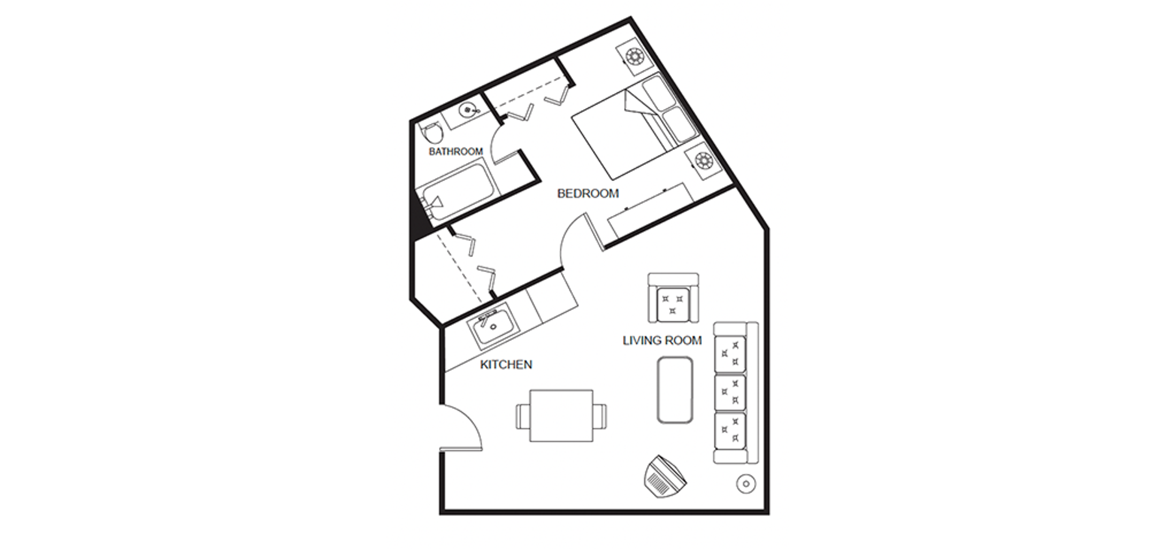 Bayside Terrace B4 One Bedroom Floorplan Assisted Living