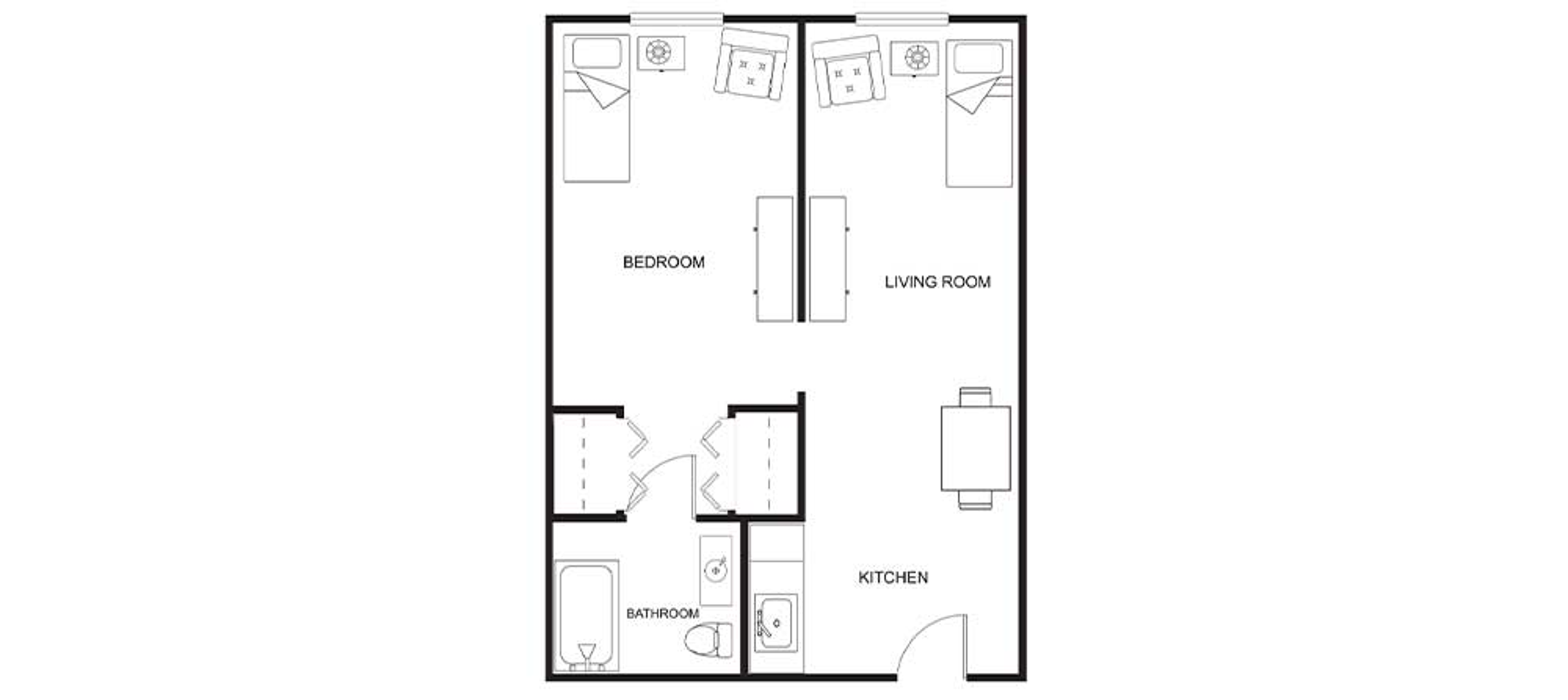 Floorplan - Bay Side Terrace - Studio semi-private Memory Care