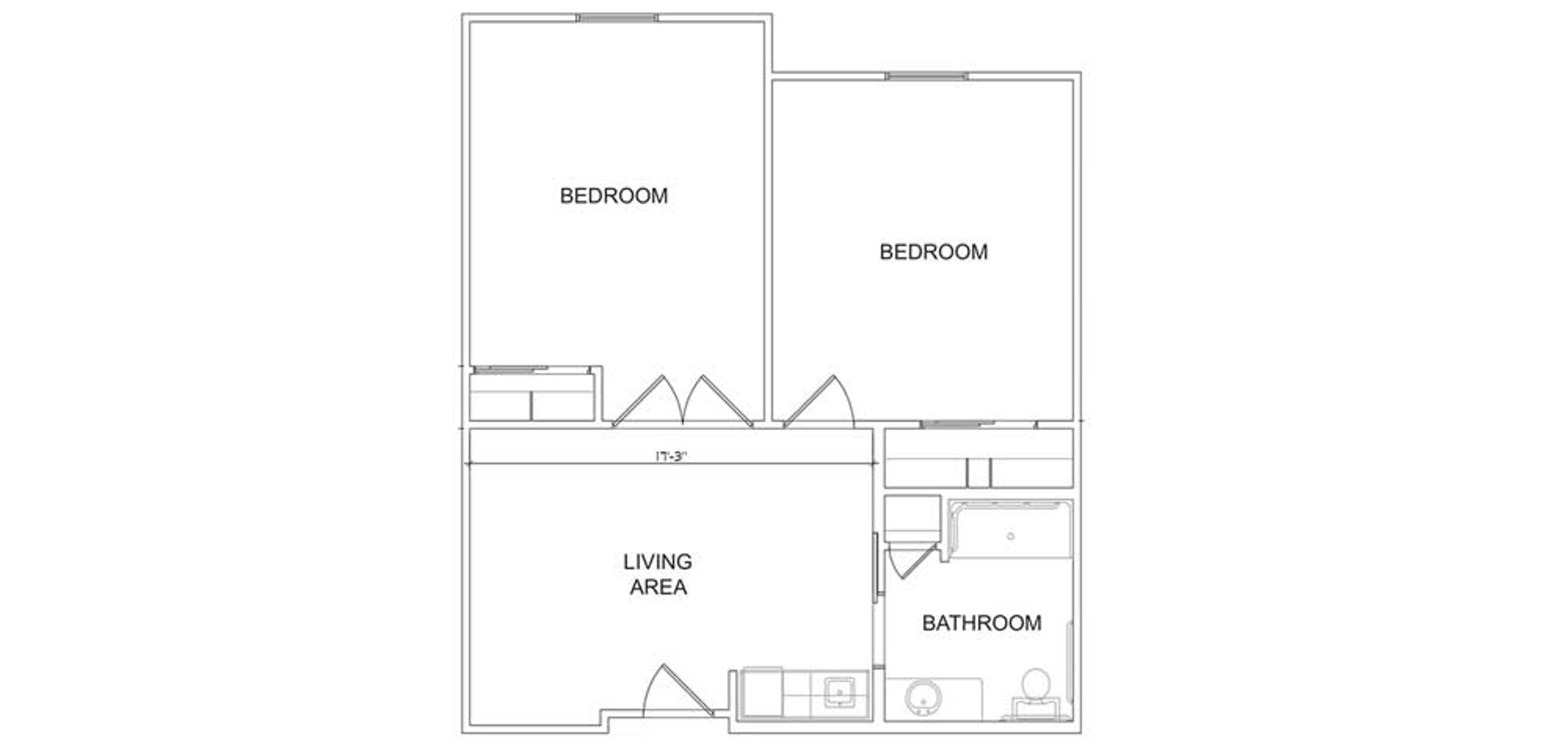 Floorplan - Pecan Pointe -  2 bed, 1 bath Assisted Living 